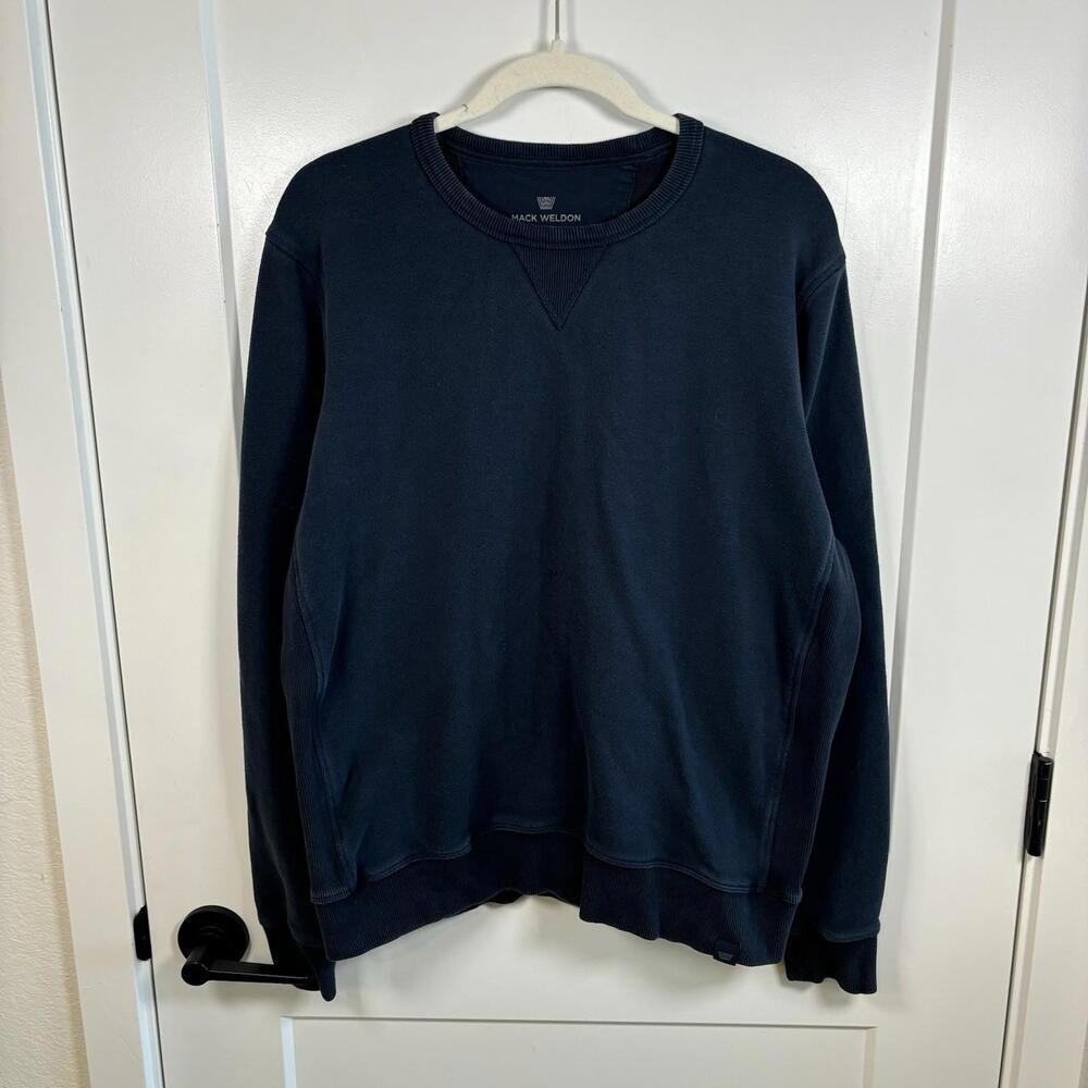 Mack Weldon Sweatshirt Mens Size M Navy Blue Crewneck Pullover Cotton Blend